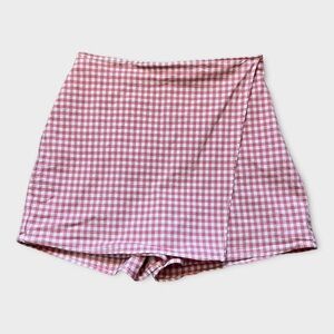 Hollister Pink/White Gingham Skort